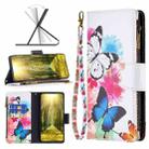 For Xiaomi Redmi 10C Colored Drawing Pattern Zipper Leather Phone Case(Two Butterflies) - 1