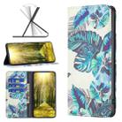 For Xiaomi Redmi 10C Colored Drawing Invisible Magnetic Leather Phone Case(Blue Leaves) - 1