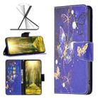For Xiaomi Redmi 10 5G / Note 11E Colored Drawing Leather Phone Case(Purple Butterfly) - 1