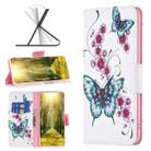 For Xiaomi Redmi 10 5G / Note 11E Colored Drawing Leather Phone Case(Peach Blossom Butterfly) - 1