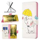 For Xiaomi Redmi 10 5G / Note 11E Colored Drawing Leather Phone Case(Umbrella Elephant) - 1