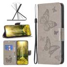 For Xiaomi Redmi 10 5G / Note 11E Two Butterflies Embossing Leather Phone Case(Grey) - 1