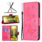 For Xiaomi Redmi 10 5G / Note 11E Two Butterflies Embossing Leather Phone Case(Rose Red) - 1