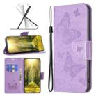 For Xiaomi Redmi 10C Two Butterflies Embossing Leather Phone Case(Purple) - 1