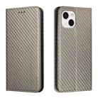 For iPhone 13 Carbon Fiber Texture Flip Holder Leather Phone Case(Grey) - 1