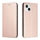 For iPhone 13 Carbon Fiber Texture Flip Holder Leather Phone Case(Rose Gold) - 1