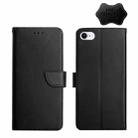 For iPhone SE 2022 / SE 2020 / 8 / 7 Genuine Leather Fingerprint-proof Horizontal Flip Phone Case(Black) - 1