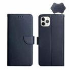 For iPhone 11 Pro Genuine Leather Fingerprint-proof Horizontal Flip Phone Case (Blue) - 1