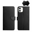 For iPhone 12 mini Genuine Leather Fingerprint-proof Horizontal Flip Phone Case (Black) - 1