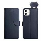 For iPhone 12 mini Genuine Leather Fingerprint-proof Horizontal Flip Phone Case (Blue) - 1