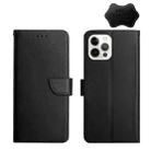 For iPhone 12 Pro Genuine Leather Fingerprint-proof Horizontal Flip Phone Case(Black) - 1