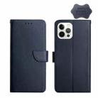 For iPhone 12 Pro Genuine Leather Fingerprint-proof Horizontal Flip Phone Case(Blue) - 1