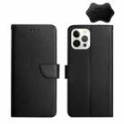 For iPhone 12 Pro Max Genuine Leather Fingerprint-proof Horizontal Flip Phone Case(Black) - 1