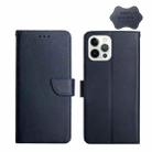 For iPhone 12 Pro Max Genuine Leather Fingerprint-proof Horizontal Flip Phone Case(Blue) - 1