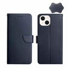 For iPhone 13 Genuine Leather Fingerprint-proof Horizontal Flip Phone Case(Blue) - 1