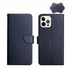 For iPhone 13 Pro Genuine Leather Fingerprint-proof Horizontal Flip Phone Case (Blue) - 1