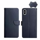 For iPhone X Genuine Leather Fingerprint-proof Horizontal Flip Phone Case(Blue) - 1