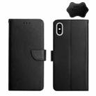 For iPhone XS Max Genuine Leather Fingerprint-proof Horizontal Flip Phone Case(Black) - 1