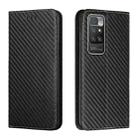 For Xiaomi Redmi 10 Carbon Fiber Texture Flip Holder Leather Phone Case(Black) - 1