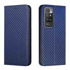 For Xiaomi Redmi 10 Carbon Fiber Texture Flip Holder Leather Phone Case(Blue) - 1