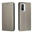 For Xiaomi Redmi K40 Carbon Fiber Texture Flip Holder Leather Phone Case(Grey) - 1