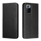 For Xiaomi Redmi Note 10 Pro 5G Carbon Fiber Texture Flip Holder Leather Phone Case(Black) - 1