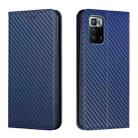 For Xiaomi Redmi Note 10 Pro 5G Carbon Fiber Texture Flip Holder Leather Phone Case(Blue) - 1