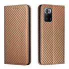 For Xiaomi Redmi Note 10 Pro 5G Carbon Fiber Texture Flip Holder Leather Phone Case(Brown) - 1