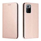 For Xiaomi Redmi Note 10 Pro 5G Carbon Fiber Texture Flip Holder Leather Phone Case(Rose Gold) - 1