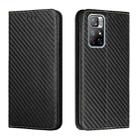 For Xiaomi Redmi Note 11 5G CN Version Carbon Fiber Texture Flip Holder Leather Phone Case(Black) - 1
