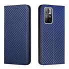 For Xiaomi Redmi Note 11 5G CN Version Carbon Fiber Texture Flip Holder Leather Phone Case(Blue) - 1