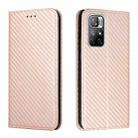 For Xiaomi Redmi Note 11 5G CN Version Carbon Fiber Texture Flip Holder Leather Phone Case(Rose Gold) - 1