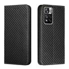 For Xiaomi Redmi Note 11 Pro 5G CN Version Carbon Fiber Texture Flip Holder Leather Phone Case(Black) - 1
