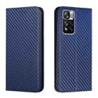 For Xiaomi Redmi Note 11 Pro 5G CN Version Carbon Fiber Texture Flip Holder Leather Phone Case(Blue) - 1