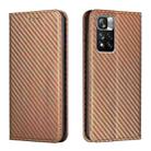 For Xiaomi Redmi Note 11 Pro 5G CN Version Carbon Fiber Texture Flip Holder Leather Phone Case(Brown) - 1