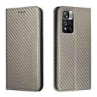 For Xiaomi Redmi Note 11 Pro 5G CN Version Carbon Fiber Texture Flip Holder Leather Phone Case(Grey) - 1