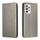 For Samsung Galaxy A33 5G Carbon Fiber Texture Flip Holder Leather Phone Case(Grey) - 1
