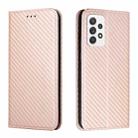 For Samsung Galaxy A33 5G Carbon Fiber Texture Flip Holder Leather Phone Case(Rose Gold) - 1