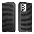 For Samsung Galaxy A53 Carbon Fiber Texture Flip Holder Leather Phone Case(Black) - 1