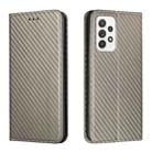 For Samsung Galaxy A53 Carbon Fiber Texture Flip Holder Leather Phone Case(Grey) - 1