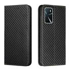 For OPPO A16 Carbon Fiber Texture Flip Holder Leather Phone Case(Black) - 1