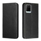 For vivo Y21 Carbon Fiber Texture Flip Holder Leather Phone Case(Black) - 1