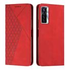 For Tecno Camon 17P / 17 Pro Diamond Splicing Skin Feel Magnetic Leather Phone Case(Red) - 1