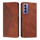 For Tecno Camon 18P / 18 Diamond Splicing Skin Feel Magnetic Leather Phone Case(Brown) - 1