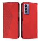 For Tecno Camon 18P / 18 Diamond Splicing Skin Feel Magnetic Leather Phone Case(Red) - 1