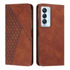 For Tecno Camon 18 Premier Diamond Splicing Skin Feel Magnetic Leather Phone Case(Brown) - 1