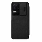 For Xiaomi Redmi K40S NILLKIN QIN Series Pro Sliding Camera Cover Design Leather Phone Case(Black) - 1