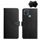 For OPPO A15 Genuine Leather Fingerprint-proof Horizontal Flip Phone Case(Black) - 1