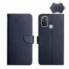 For OPPO A53 Genuine Leather Fingerprint-proof Horizontal Flip Phone Case(Blue) - 1