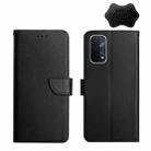 For OPPO A54 5G Genuine Leather Fingerprint-proof Horizontal Flip Phone Case(Black) - 1